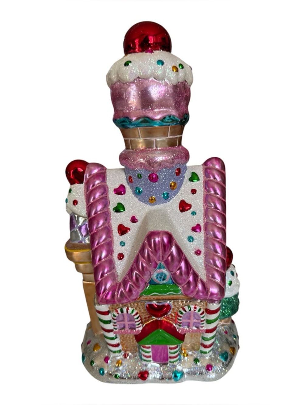 Christopher Radko Gingerbread House Candy Jar 2004 Christmas Decor Glitter Lid